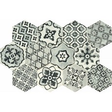 EG 義大利製 阿曼達 六角花磚 18X21, 1個, 黑花磚