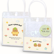 [꼬모멜로소] PVC 리유저블 디자인 구디백 투명 비닐 답례품 쇼핑백, 10개, 1.곰돌이로버