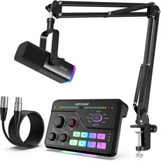 FIFINE 다이나믹 게이밍 Equipment 세트 with 마이크 and 오디오 Mixer 스트리밍 Mic RGB Bundle Button Controls Voice Chan, FIFINE 다이나믹 게이밍 Equipment 세트 w