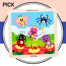 핑크퐁 꼭지퍼즐 탈것 원목퍼즐 아동 유아 나무 교구 소근육 발달 학습 놀이 커머스픽301