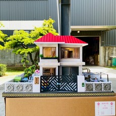 【古德】紙紮極樂別墅泳池版 雙層樓紅色別墅 附封條 清明掃墓祭祖往生用品, 1個, 紅色