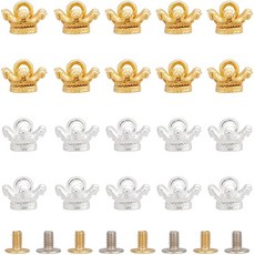 20개 금색과 은색 두 가지 색상의 합금 신발 버클 클립 신발 장식용 왕관 모양 크기: 10x16x14mm, 혼합색
