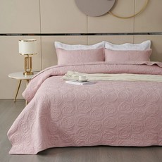 양면 베드 스프레드 워싱 피그먼트 230x250cm, 장미 핑크