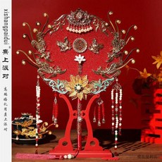 XISHANG PAIDUI 結婚團扇 新娘出嫁喜扇 新中式婚禮遮面扇子, 1個, 霜華鏤月,材料包