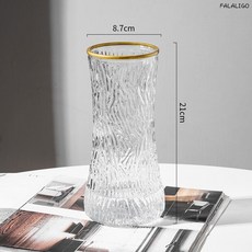 FALALIGO 玻璃花瓶 描金樹皮款透明簡約花器桌面水養插花擺件, 玻璃花瓶 #描金樹皮款