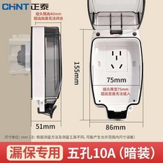 CHNT 正泰 NEH1 漏保專用 防水插座 10A 五孔 暗裝 IP65, 1個, NEH1漏保防水盒 暗裝 ,1位五孔10A