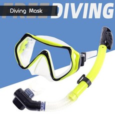 제이 해루질수경 스노쿨링 다슬기수경 잠수경 고글, 풀드라이 2피스 세트 투명 옐로우 블랙, 1개