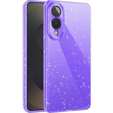 CUZMIGO 삼성 갤럭시 S25 엣지용 글리터 케이스 귀엽고 반짝이는 밝은 색상의 폰 여성용 여아용 슬림 핏 소프트 TPU 커버 카메라 보호 핫핑크 154057, 라이트 퍼플