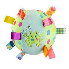 JoyBaby嬰兒玩具益智鈴鐺球，彩色標籤布球，練習抓握鈴鐺球, 1個, 青蛙