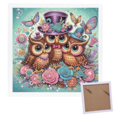 파파유 보석십자수 DIY 특수모양 25x25cm 캔버스형 액자 포함, 혼합색상부엉이, 1개