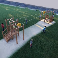 더블 짚라인 놀이기구 세트 액티비티 놀이터 어린이, 스카이블루 짚라인 010