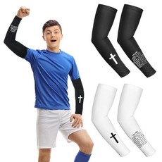 Bunnycool 크로스 암 슬리브 크리스찬 압박 팔 슬리브 청소년 축구 야구 배구 2쌍 화이트 블랙
