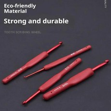 레드 인체공학적 크로셰 훅 이 손 초보자용 긴 뜨개질 바늘, 1개