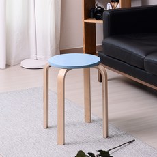 플레인 원목 벤딩 스툴, 스카이블루, 1개