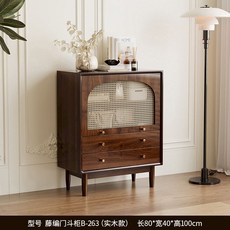 라탄 서랍장 거실 정리함 레트로 캐비넷 바구니 보관함 원목 등나무 가구 수납장, 원목형 0.8m 라탄도어 수납장 단문 2서랍형