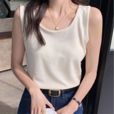 여자 20대 30대 루즈핏 이너 와플 패션 민소매 나시