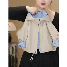 여아 봄 가을 아동 바람막이 체크 자켓 아우터, 110cm, 그레이 블루 플래드 재킷