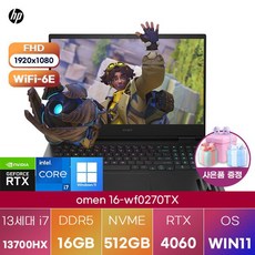 HP 2024 오멘 16 코어i7 인텔 13세대 지포스 RTX 4060, Shadow Black, 512GB, 16GB, WIN11 Home, 16-wf0270TX