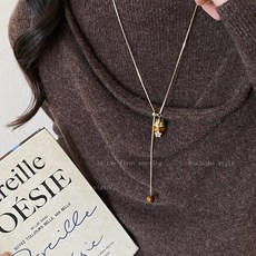 誕日綺夢 聖誕帽星星鋯石項鍊女 2026新款毛衣鏈 秋冬精緻輕奢配飾 名媛風時尚日韓風小眾女生配飾, 1個, 虎眼石聖誕帽抽拉項鍊