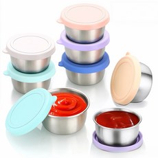 AIFUNT 엘리펀트 50ml 스테인리스 미니 소스통 컬러 뚜껑 포함 소량 분리용, 6칼라 믹스, 6개