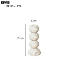 DFMEI ins陶瓷燭臺擺件 中古風蠟燭臺家用客廳桌面軟裝飾品擺設, HP442-1W白色小號燭臺
