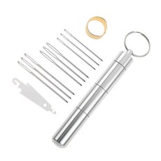 12 개/대 대형 눈 바늘 키트 크로스 스티치 자수 재봉 도구에 대한 알루미늄 바늘 보관 튜브 실꿰기 골무, 보여진 바와 같이