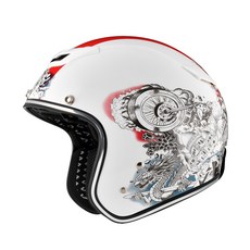 ASTONE SPORSTER K136 復古3/4罩安全帽，獨特圖騰彩繪，白色騎士帽, 白色, 1個