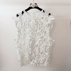 프렌치디자인 라운드 펀칭 민소매 루즈핏 이너 언발 블라우스 상의 여름