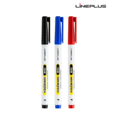 라인플러스 원 네임펜 F 중간글씨, 1팩, 블랙+블루+레드