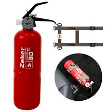 차량용 소화기 가정용 분말 미니 휴대용 자동차 주방용 캠핑 KFI, 0.7kg, 1개, 레드+스트랩(브라운)