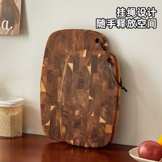 相思木拼接砧板，雙尺寸選擇，廚房家用實木砧板，附掛繩設計, 1個, 相思木立拚菜闆皮繩款（30*20*2cm,方形