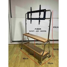 스텐 이동식 스탠드 티비 TV 단층블랙철제프레임월넛블랙휠 거실 선반 거치대, 1개, M. 단 스테인리스+원목+크리스탈