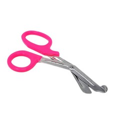 HTI 외상 가위 7.25" 다목적 스테인리스 스틸 구급대원 응급실 간호사 응급구조사 야외 캠핑 구조 도구용 톱니날(주황색 손잡이)이 있는 응급구조사, Hot Pink Handle