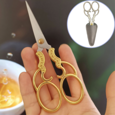 키치넬라 앤티크 가위 + 가위 케이스, 1개, 골드