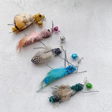 크레용펫 고양이 낚시대 리필 장난감 교체 털보벌레단 5종, 1개, 회색 점박이 벌레