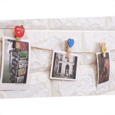 HW마트 카페 인테리어 사진 걸이 다양한 모양 나무 집게 10~14개 + 줄, 래빗 10P