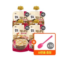 맘스쿠킹 유아 이유식(15개월~) 140g 4종 맛별 5개씩 총 20개입 + 핑크스푼 10개, 20개, 100g