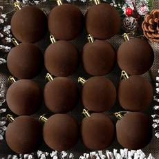 OCTERIC 6.1cm(2.4인치) 벨벳 크리스마스 볼 장식품 30개 비산 방지 커피 브라운 플록 전구 장식 세트 트리 홀리데이 파티 장식용 레트로 벽걸이 플라스틱 295