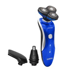 SAMPO聲寶 水洗式3D浮動三刀頭電鬍刀 鼻毛刀 鬢角刀, 藍色, EA-Z1901WL