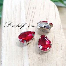 물방울 모양 글라스 캡보석 백금도금, 10*14mm(15개), 라이트시암, 1개