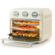 아이제나흐 에센 대용량 3단 멀티쿠킹 베이지 오븐형 에어프라이어 18L 투명창 레트로 PIK-OF180R