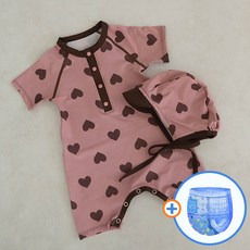 피카부 초코 바디수트 돌아기 유아 여아 수영복 +수영모+방수기저귀 3종세트