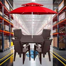 파라솔 테이블 4인세트 정원꾸미기 데크테이블 야외탁자 플라스틱테이블 야외의자 정원테이블, 파라솔세트31