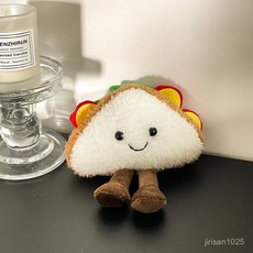 부드러운 촉감 미니 인형 가방 장식 귀여운 봉제 음식 재미있는 시뮬레이션 케이크 인형 디저트 장식 가방 장식 스시 선물 캐릭터 키링, 6-15cm, 샌드위치