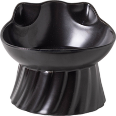 【毛皇上】寵物高腳陶瓷碗, 酷黑雙耳碗, 1個