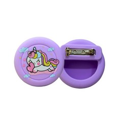 koee 兒童矽膠防水腕帶手環 Airtag定位器保護套 卡通鈕扣/別針款, 別針-卡通紫獨角獸, 1個