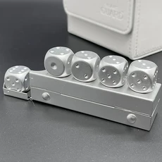 5개 세트 빨강 초록 파랑 알루미늄 합금 주사위 박스 포함 클럽 파티 DND RPG 보드 게임용 테이블, 12 Silver Bar shaped