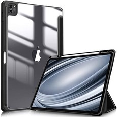 Fintie 하이브리드 슬림 케이스 iPad Pro 12.9인치 5세대 2021용 - [내장 Pencil 홀더] 투명한 뒷면 쉘이 있는 충격 방지 커버 4세대/3세대에도 적, 블랙
