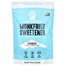 라칸토 에리스리톨 몽크프루트 감미료 파우더 가루 분말 16온스 454g Lakanto Monkfruit Sweetener Erythritol Powdered 16oz
