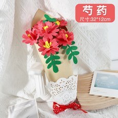 蓝天嗨購 可開票 手工DIY花束 溫馨祝福花束 賀卡製作材料包 幼兒園送媽媽卡片 送長輩 送老師 母親節禮物, 無紡布diy手捧花芍藥花, 1個